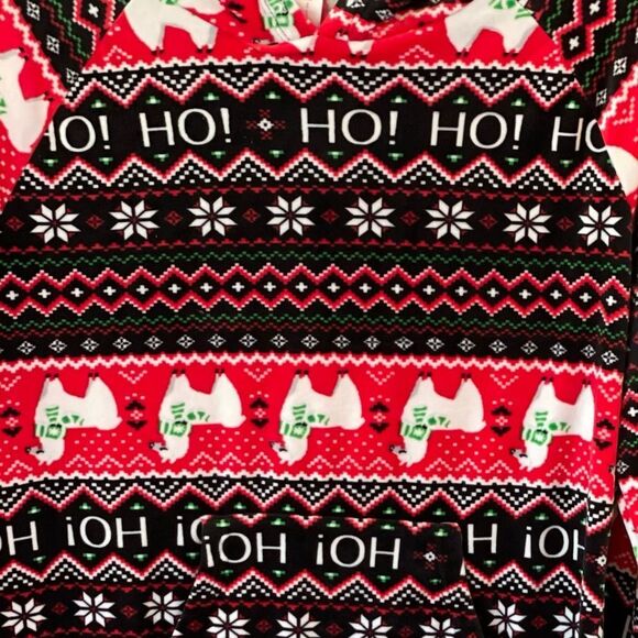 NWOT Size XL (15-17) Red & Black Fair Isle Llama Plush Velour Hoodie - Picture 3 of 4